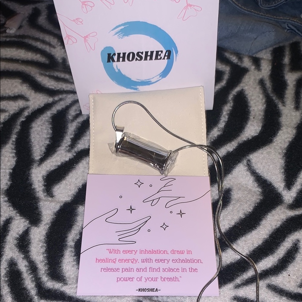 Khoshea Silver Necklace with Breathing Pendant For Anxiety